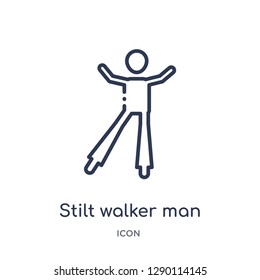 Linear stilt walker man icon from Circus outline collection. Thin line stilt walker man vector isolated on white background. stilt walker man trendy illustration