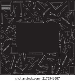 Linear Stock Illustration school and office supplies, School and office supplies, Linear Stock illustration