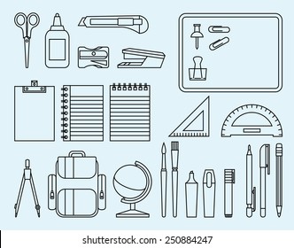 Linear Stock Illustration school and office supplies/School and office supplies/Linear Stock illustration