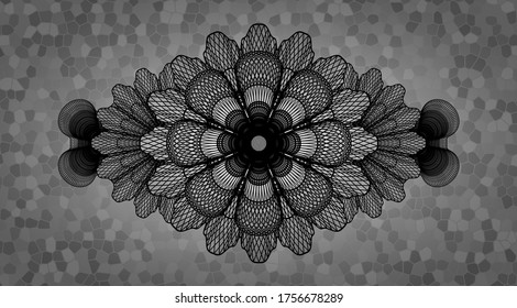Linear stone wall realistic emblem. Rock fashionable background. Artistic illustration. 