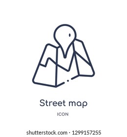 Linear street map icon from Maps and locations outline collection. Thin line street map icon isolated on white background. street map trendy illustration