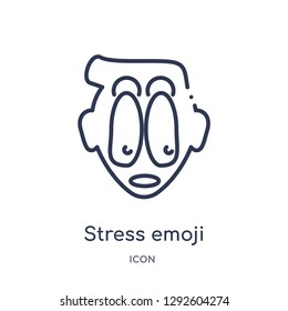 Linear stress emoji icon from Emoji outline collection. Thin line stress emoji icon vector isolated on white background. stress emoji trendy illustration
