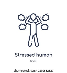 Linear stressed human icon from Feelings outline collection. Thin line stressed human icon vector isolated on white background. stressed human trendy illustration