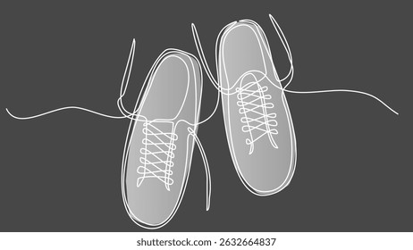 Linear Stride: Sleek One-Line Vector Sneakers Design