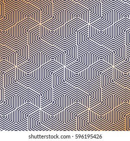 linear stripe circle on hexagon shape, geometric vector pattern, changing gradient color