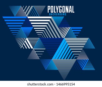 Linear striped abstract vector dimensional 3D background with isolated retro style graphic element with cubes and triangles. Template for poster or banner, cover or ad.