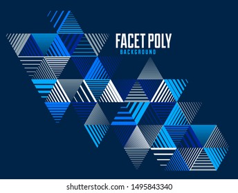 Linear striped abstract vector dimensional 3D background with isolated retro style graphic element with cubes and triangles. Template for poster or banner, cover or ad.