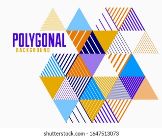 Linear striped abstract vector dimensional 3D background with isolated retro style graphic element with cubes and triangles. Template for poster or banner, cover or ad.