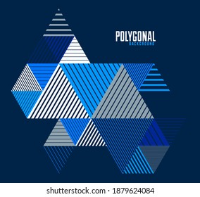 Linear striped abstract vector dimensional 3D background with isolated retro style graphic element with cubes and triangles. Template for poster or banner, cover or ad.