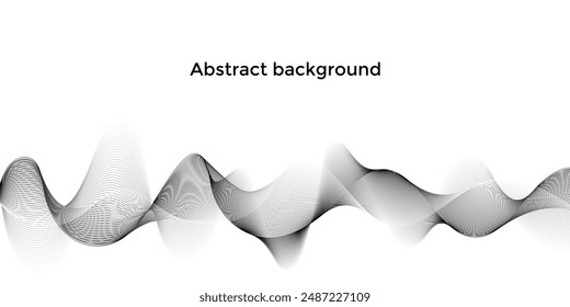 Fondo Horizontal abstracto blanco negro de las ondas de las rayas lineales con el espacio de la copia. Ilustración de stock del Vector.