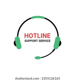 linear style abstract hotline logo isolated on white. help communicate for client contact by adviser or counselor with headphone. simple flat unique crm logotype graphic art design