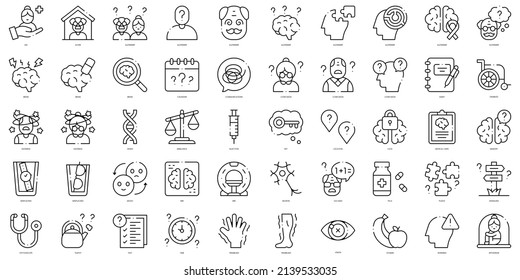 Paquete de iconos de alzheimer de estilo lineal