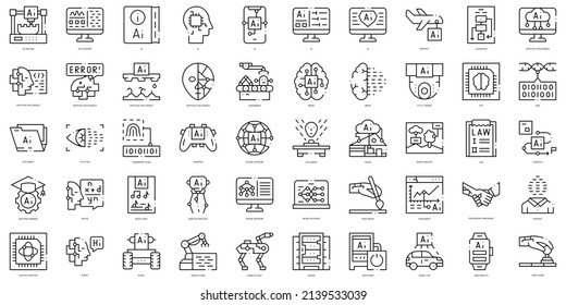 Linear Style artificial intelligence Icons Bundle