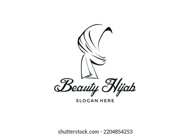 linear style beautiful hijab design logo