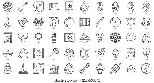 Linear Style buddhism Icons Bundle