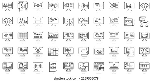 Linear Style computer functions Icons Bundle