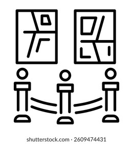 A linear style con of an art gallery 