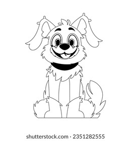 Linear style, cute funny puppy. Children's coloring. Dog in cartoon style, vector illustration.