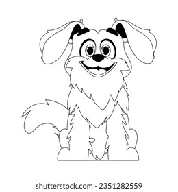 Linear style, cute funny puppy. Children's coloring. Dog in cartoon style, vector illustration.