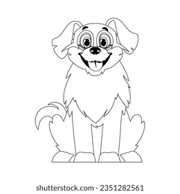 Linear style, cute funny puppy. Children's coloring. Dog in cartoon style, vector illustration.