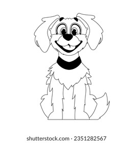 Linear style, cute funny puppy. Children's coloring. Dog in cartoon style, vector illustration.