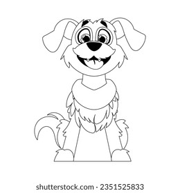Linear style, cute funny puppy. Children's coloring. Dog in cartoon style, vector illustration.