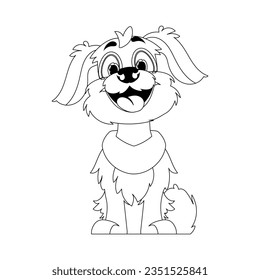 Linear style, cute funny puppy. Children's coloring. Dog in cartoon style, vector illustration.