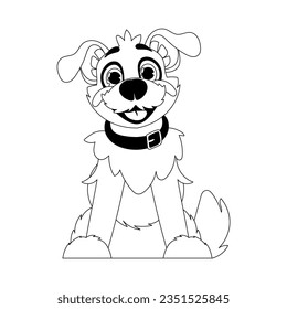 Linear style, cute funny puppy. Children's coloring. Dog in cartoon style, vector illustration.