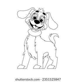 Linear style, cute funny puppy. Children's coloring. Dog in cartoon style, vector illustration.