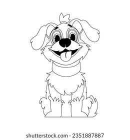 Linear style, cute funny puppy. Children's coloring. Dog in cartoon style, vector illustration.