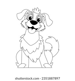 Linear style, cute funny puppy. Children's coloring. Dog in cartoon style, vector illustration.