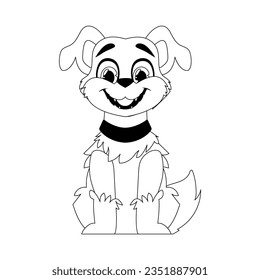 Linear style, cute funny puppy. Children's coloring. Dog in cartoon style, vector illustration.