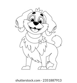Linear style, cute funny puppy. Children's coloring. Dog in cartoon style, vector illustration.