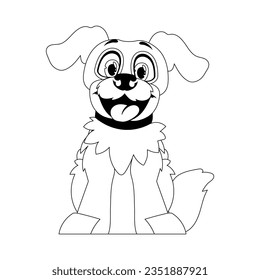 Linear style, cute funny puppy. Children's coloring. Dog in cartoon style, vector illustration.