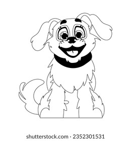 Linear style, cute funny puppy. Children's coloring. Dog in cartoon style, vector illustration.