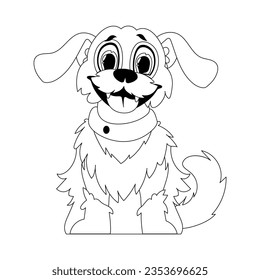 Linear style, cute funny puppy. Children's coloring. Dog in cartoon style, vector illustration.