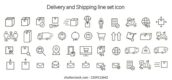 Linear style Delivery set icons