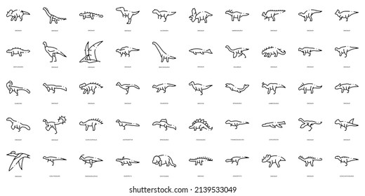 Linear Style dinosaurs Icons Bundle