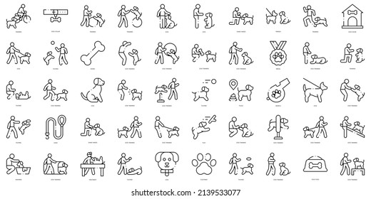 Linear Style dog training Icons Bundle