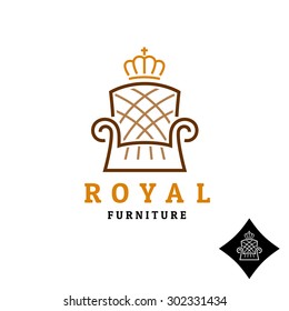 Linear style furniture logo with crown