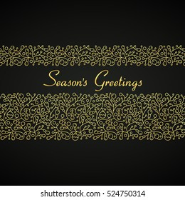 Linear style golden Christmas abstract light bulb garland pattern for your design