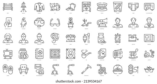 Linear Style grandparents Icons Bundle