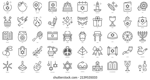 Linear Style hanukkah Icons Bundle