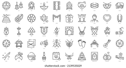 Linear Style Hindu Wedding Icons Bundle