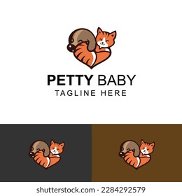 Linear Style Home Pet Logo Design Template with Dog and Cat Vector. Animal Veterinary Clinic Logotype Concept with Outline Icon