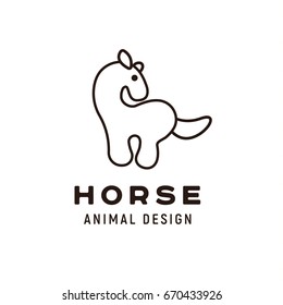 Linear style horse logo design vector animal modern flat graphics art