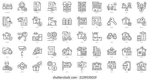 Linear Style House Rental Icons Bundle