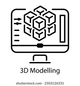 A linear style icon of 3d modeling