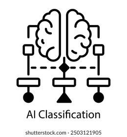 A linear style icon of ai classification