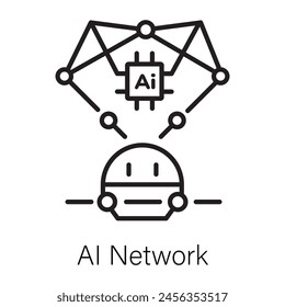 A linear style icon of ai network 